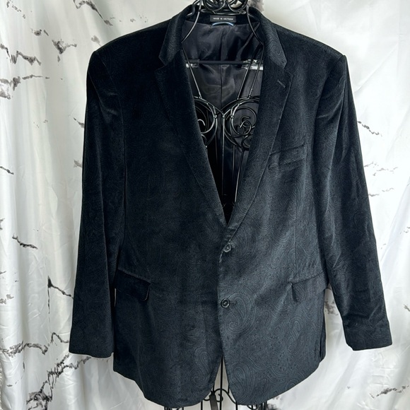 Tommy Hilfiger Velvet Paisley Blazer Sport Coat Evening Wear Lined Cotton Sz 48R - Picture 1 of 14